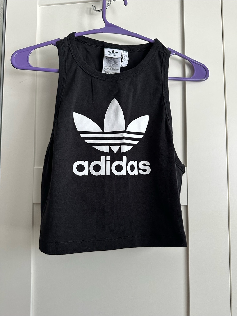 adidas Black Tank Top with White Trefoil Logo